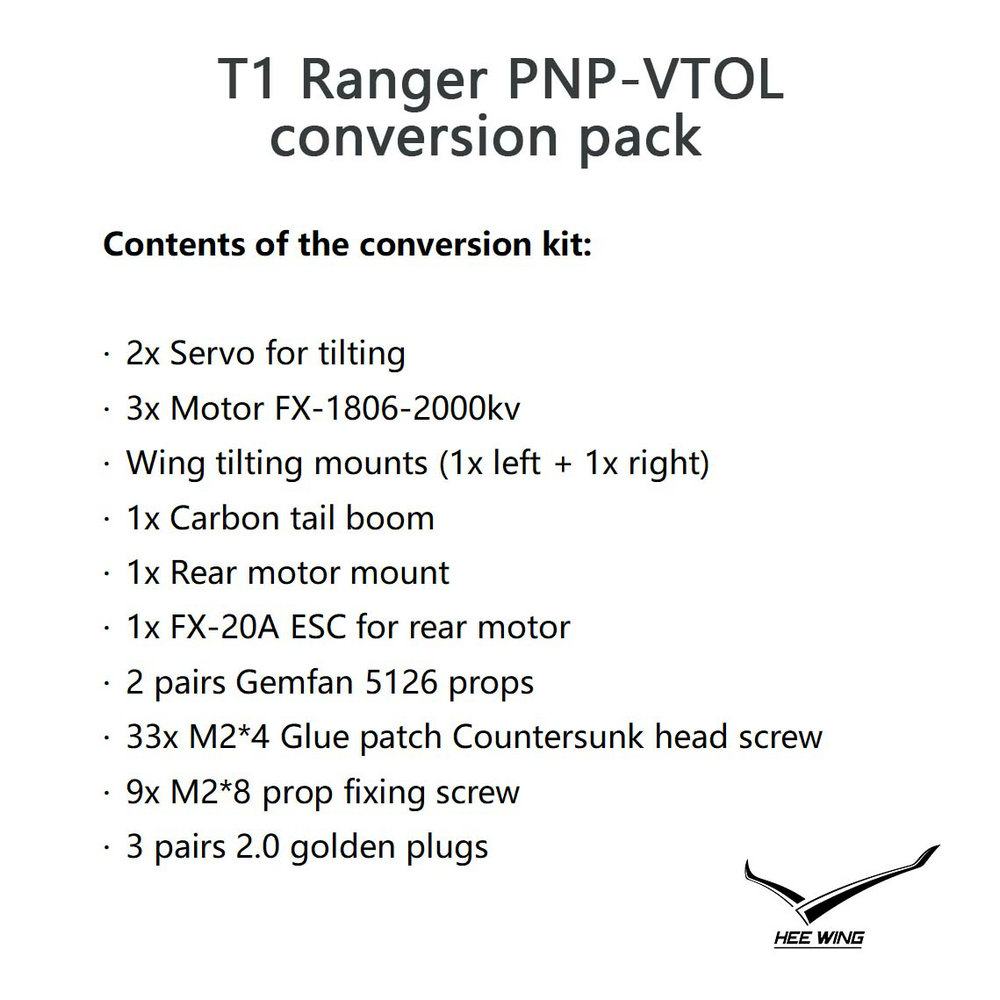 HEEWING/HEE WING T1 Ranger PNP - Drone Kit Vtol avaliação e preço